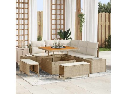 Sada zahradních pohovek s polštářem 8 pcs Béžová Poly ratan 3364726