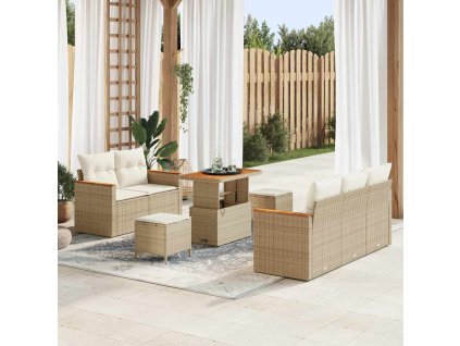 Sada zahradních pohovek 10 pcs Béžová a krémová polyratan 3364941