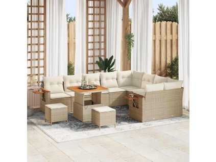 Sada zahradních pohovek 13 pcs Béžová a krémová polyratan 3365161