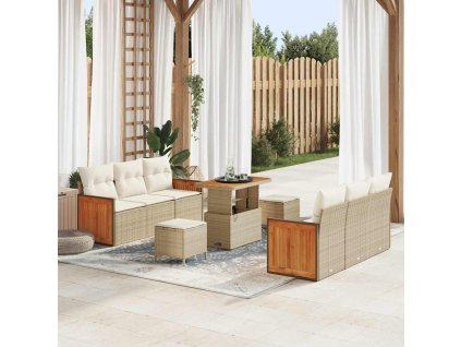 Sada zahradních pohovek 11 pcs Béžová a krémová polyratan 3365211