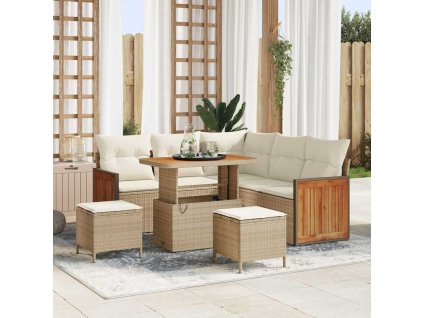 Sada zahradních pohovek 9 pcs Béžová a krémová polyratan 3365256