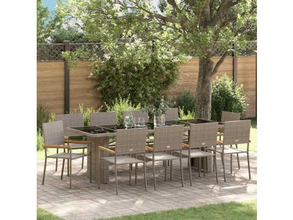 Zahradní jídelní souprava 11 pcs Šedá polyratan 3365418