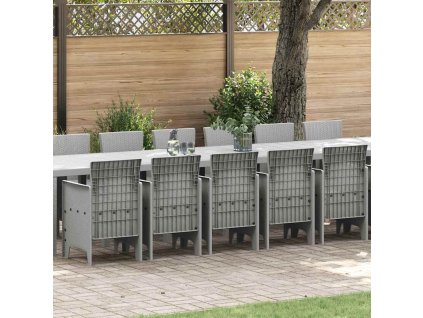 Zahradní jídelní souprava s polštáři 17 pcs Světle šedá PP 3378667