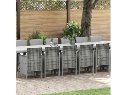 Zahradní jídelní souprava s polštáři 17 pcs Světle šedá PP 3378671