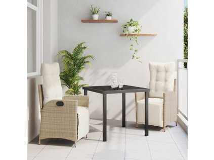 Zahradní jídelní souprava s polštářem 3 pcs Béžová polyratan 3380554