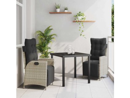 Zahradní jídelní souprava 3 pcs Světle šedá polyratan 3380568