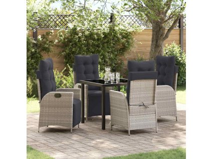 Zahradní jídelní souprava 5 pcs Světle šedá polyratan 3380569