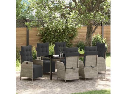 Zahradní jídelní souprava 7 pcs Světle šedá polyratan 3380572