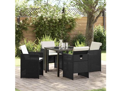 Zahradní jídelní souprava 5 pcs Černá polyratan 3380589