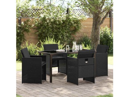 Zahradní jídelní souprava 5 pcs Černá polyratan 3380594