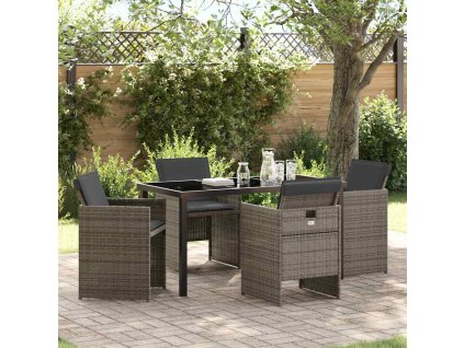 Zahradní jídelní souprava 5 pcs Šedá polyratan 3380598