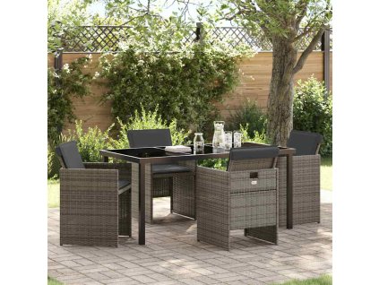 Zahradní jídelní souprava 5 pcs Šedá polyratan 3380599