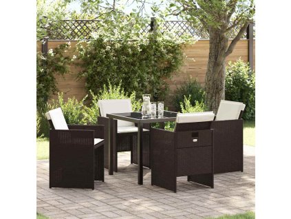 Zahradní jídelní souprava 5 pcs Hnědá polyratan 3380601