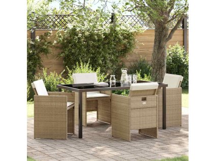 Zahradní jídelní souprava 5 pcs Béžová polyratan 3380607