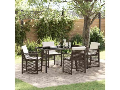 Zahradní jídelní souprava 5 pcs Hnědá polyratan 3380631