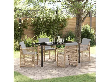 Zahradní jídelní souprava 5 pcs Béžová polyratan 3380643