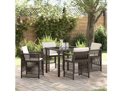 Zahradní jídelní souprava 5 pcs Hnědá Práškově lakovaná ocel 3380657