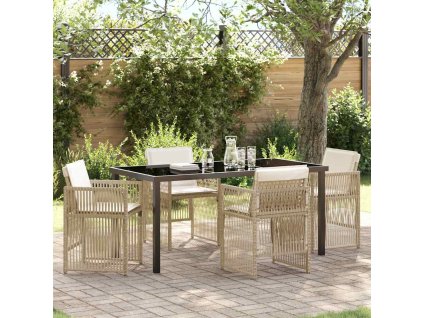 Zahradní jídelní souprava 5 pcs Béžová Práškově lakovaná ocel 3380663
