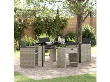 Zahradní jídelní souprava 5 pcs Světle šedá polyratan 3380707