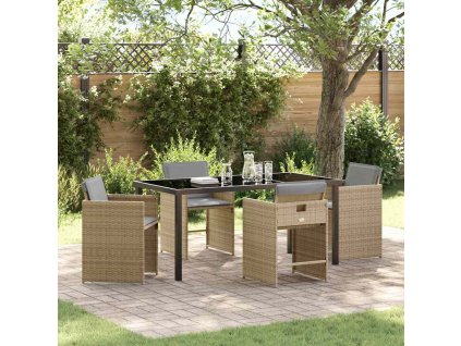 Zahradní jídelní souprava 5 pcs Béžová polyratan 3380711