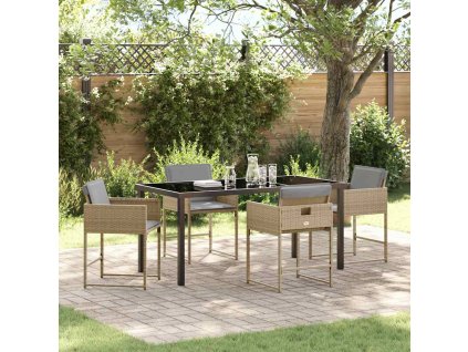 Zahradní jídelní souprava 5 pcs Béžová polyratan 3380739