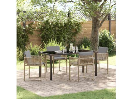 Zahradní jídelní souprava 5 pcs Béžová polyratan 3380767
