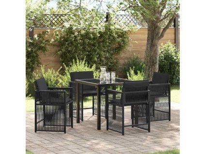 Zahradní jídelní souprava 5 pcs Černá polyratan 3380773