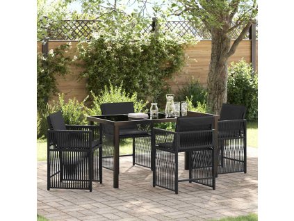 Zahradní jídelní souprava 5 pcs Černá polyratan 3380774