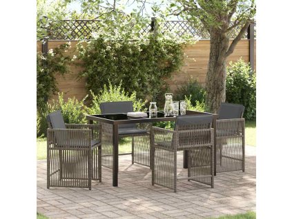 Zahradní jídelní souprava 5 pcs Šedá polyratan 3380778