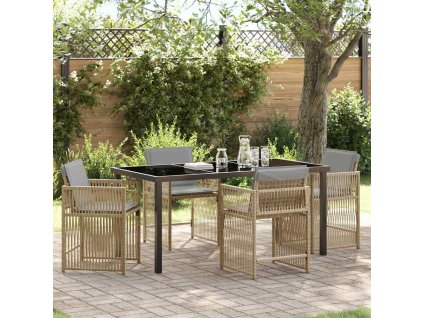 Zahradní jídelní souprava 5 pcs Béžová polyratan 3380795