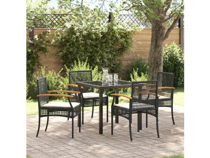 Zahradní jídelní souprava 5 pcs Černá polyratan 3380814