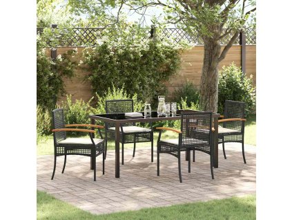 Zahradní jídelní souprava 5 pcs Černá polyratan 3380816