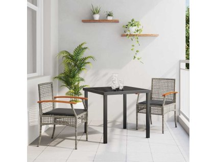 Zahradní jídelní souprava 3 pcs Šedá polyratan 3380820