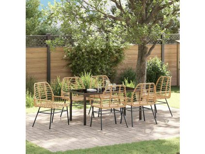 Zahradní jídelní souprava 7 pcs Hnědá polyratan 3380852