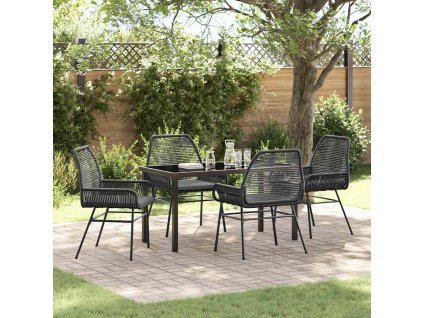 Zahradní jídelní souprava s polštářem 5 pcs Černá polyratan 3380871