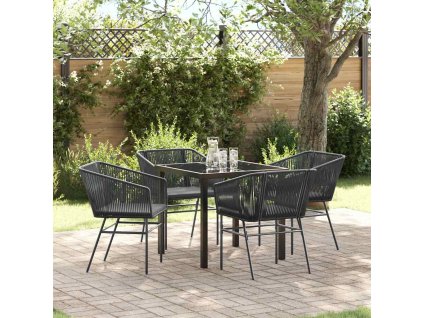 Zahradní jídelní souprava 5 pcs Černá Poly ratan 3380919