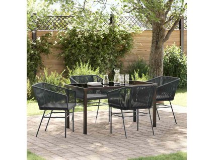Zahradní jídelní souprava 5 pcs Černá Práškově lakovaná ocel 3380920