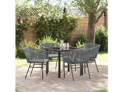 Zahradní jídelní souprava 5 pcs Šedá Poly ratan 3380933