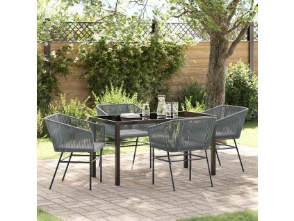 Zahradní jídelní souprava 5 pcs Šedá Práškově lakovaná ocel 3380934