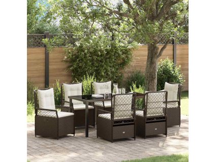 Zahradní jídelní souprava 7 pcs Hnědá polyratan 3380992