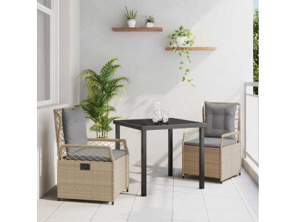 Zahradní jídelní souprava 3 pcs Béžová a Světle šedá polyratan 3381002