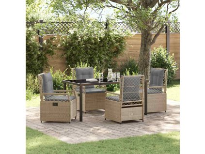Zahradní jídelní souprava 5 pcs Béžová a Světle šedá polyratan 3381005