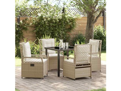 Zahradní jídelní souprava 5 pcs Beige a krémová bílá polyratan 3381010