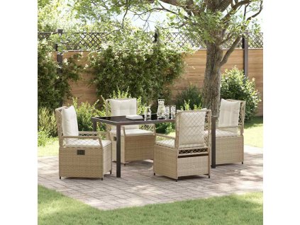 Zahradní jídelní souprava 5 pcs Beige a krémová bílá polyratan 3381012