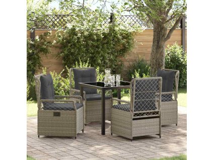 Zahradní jídelní souprava 5 pcs Světle šedá polyratan 3381017