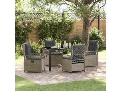 Zahradní jídelní souprava 5 pcs Světle šedá polyratan 3381018