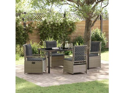Zahradní jídelní souprava 5 pcs Světle šedá polyratan 3381019
