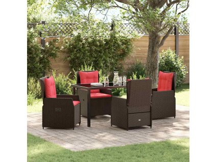 Zahradní jídelní souprava 5 pcs Hnědá Poly ratan 3381025