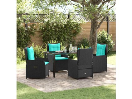 Zahradní jídelní souprava 5 pcs Černá Poly ratan 3381039