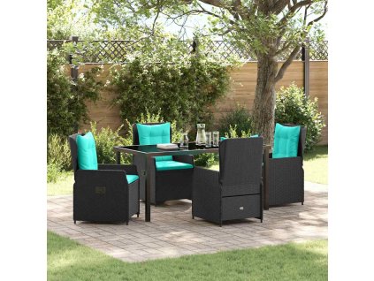 Zahradní jídelní souprava 5 pcs Černá Poly ratan 3381040